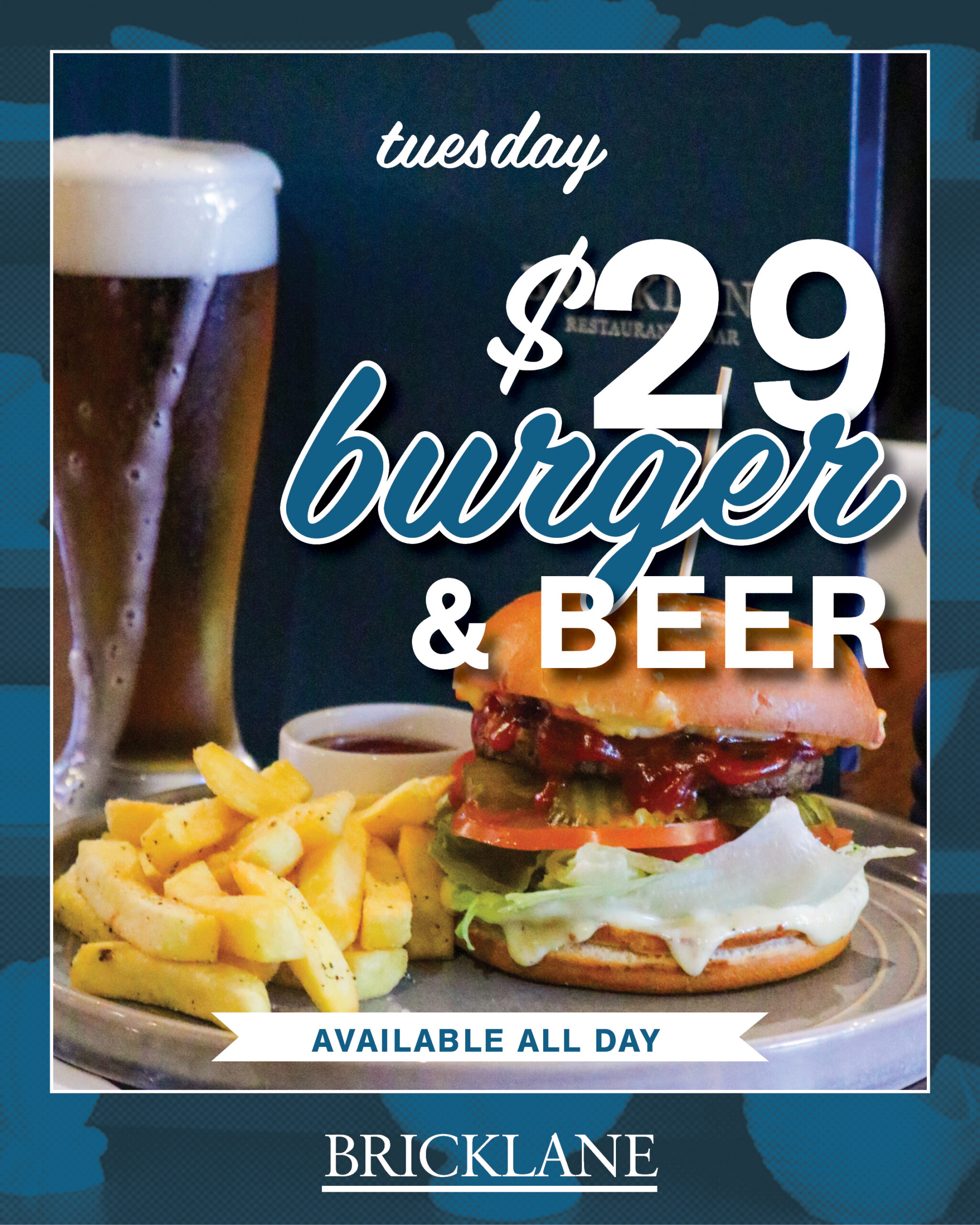 Burger & Beer $29 at Bricklane