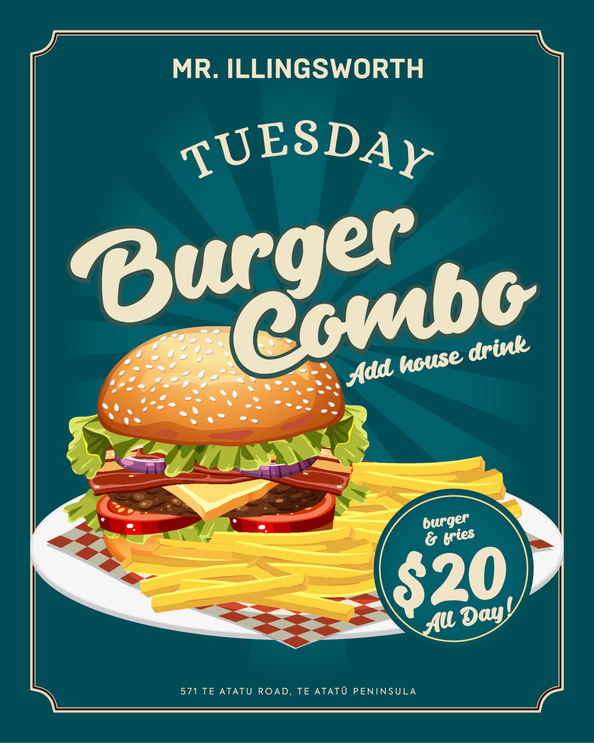 Burger Combo $20 at Mr Illingsworth