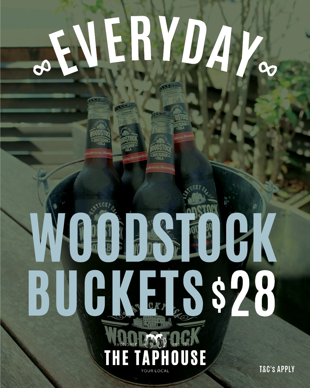 Woodstock Buckets $28 at The Taphouse