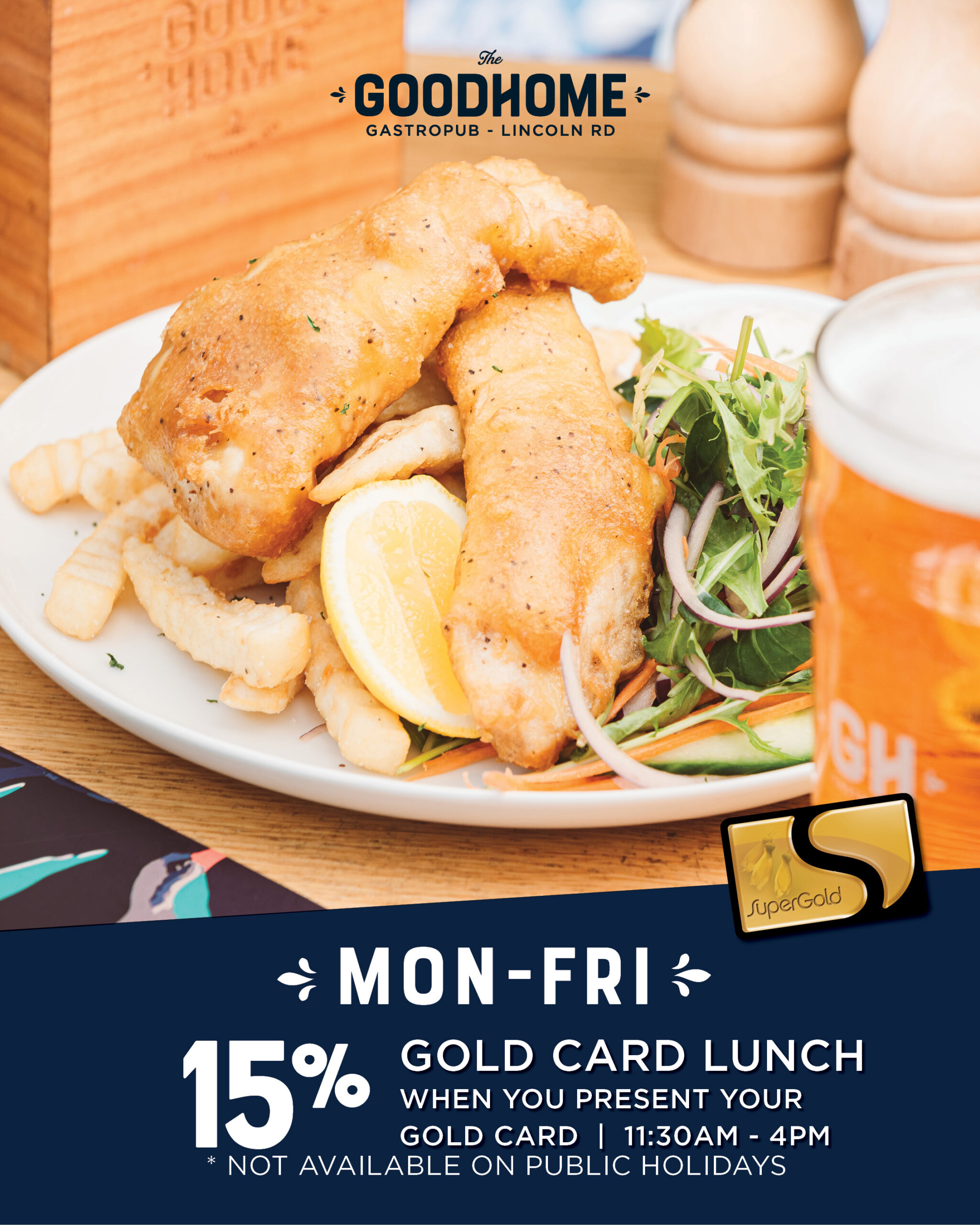 Gold Card Lunch 15% off 11:30am-4pm at The Good Home