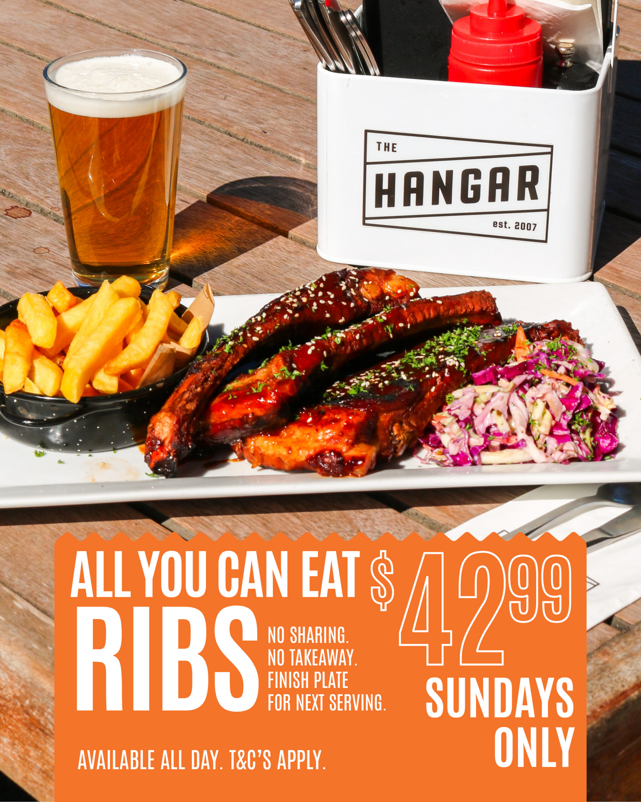All You Can Eat Ribs $42.99 at The Hangar